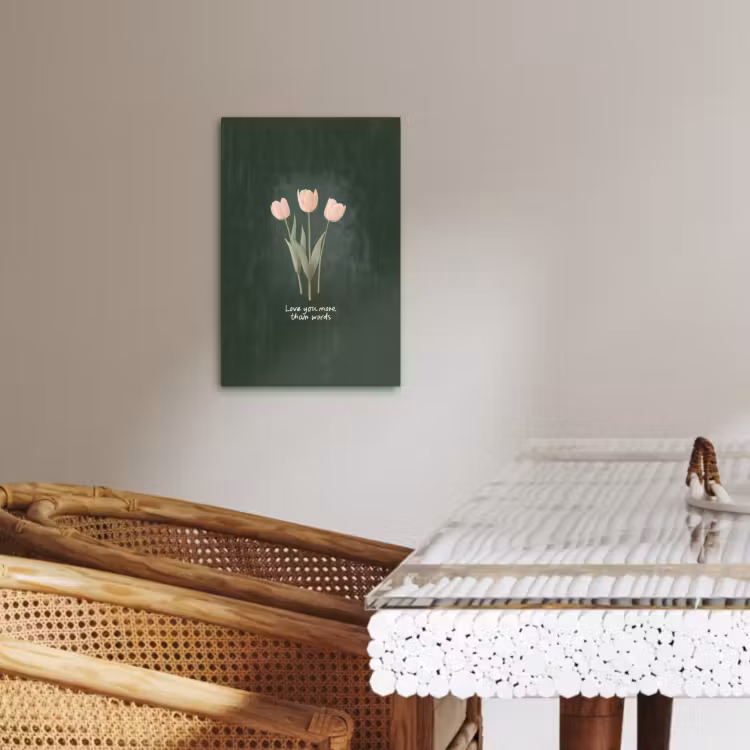 Dipinti su tela - Tulipani - Rosa - Testo - Amore — 2