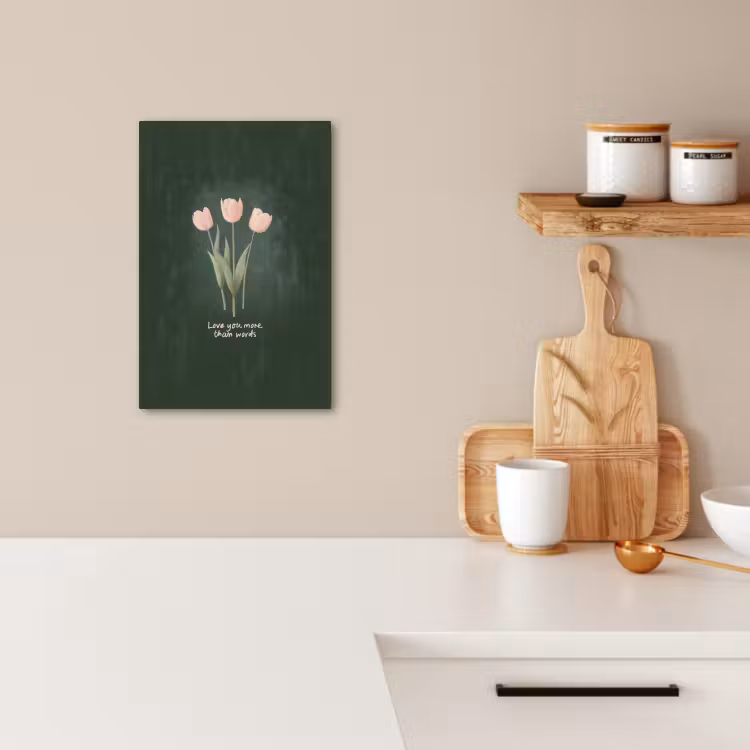 Dipinti su tela - Tulipani - Rosa - Testo - Amore — 3