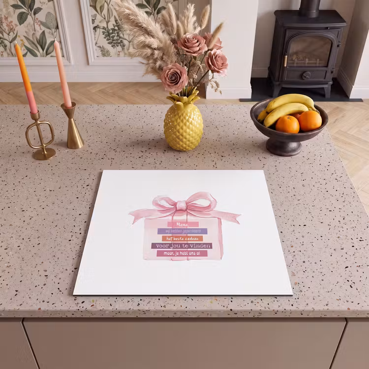 Protezione piano induzione - Regalo - Fiocco - Testo - Rosa — 3