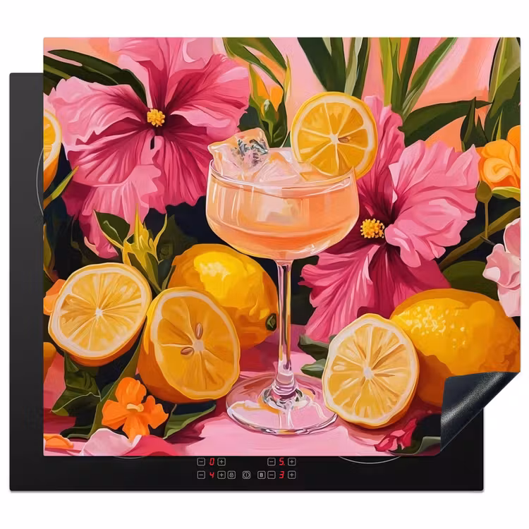 Protezione piano induzione - Bevanda - Fiori - Giallo — 1