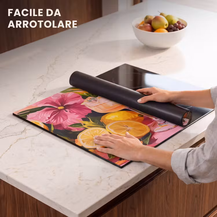 Protezione piano induzione - Bevanda - Fiori - Giallo — 7