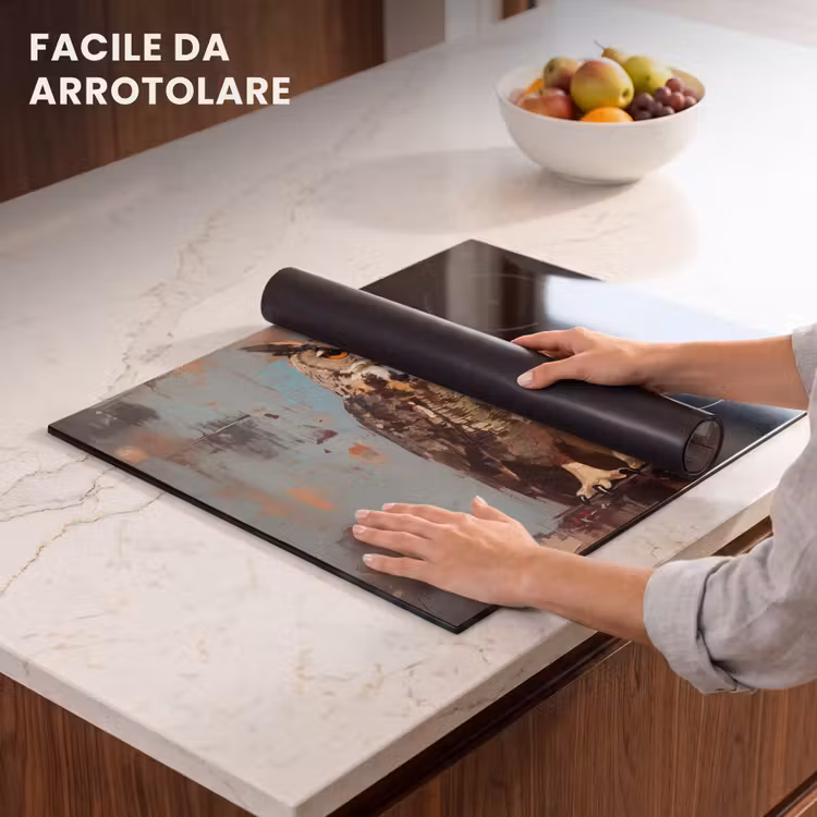 Protezione piano induzione - Dipinto - Astratto - Gufo - Marrone — 7