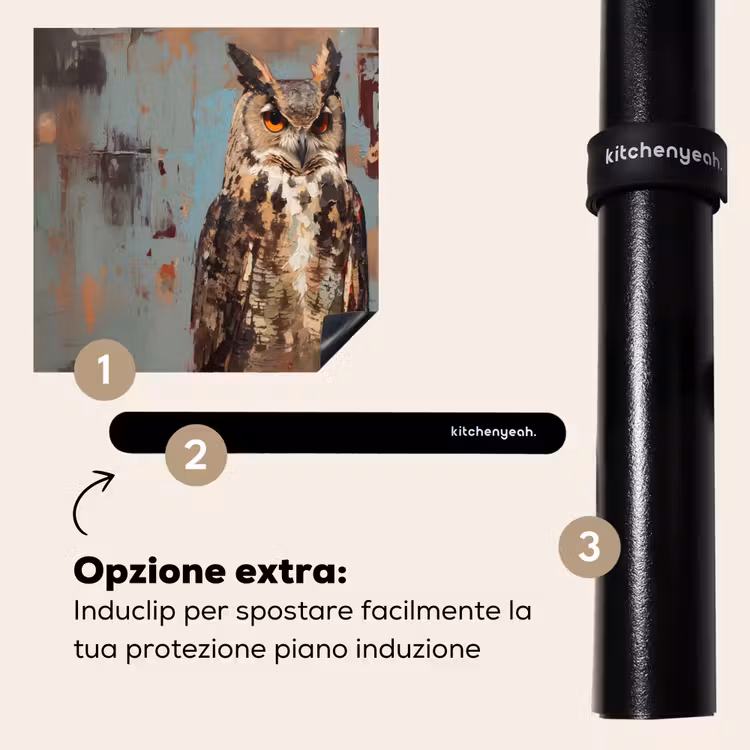 Protezione piano induzione - Dipinto - Astratto - Gufo - Marrone — 8