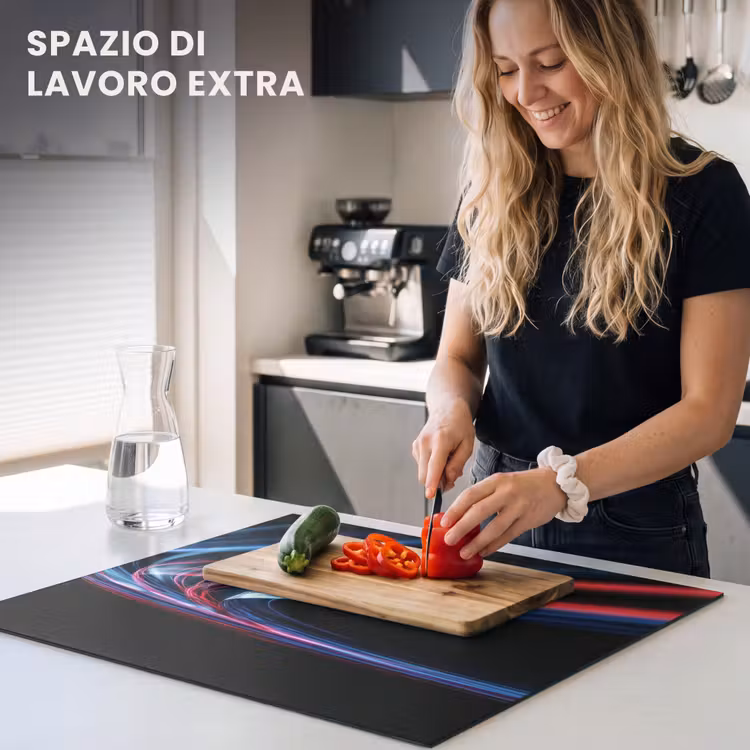 Protezione piano induzione - Gioco - Tracce luminose - Ondulato - Rosso — 5