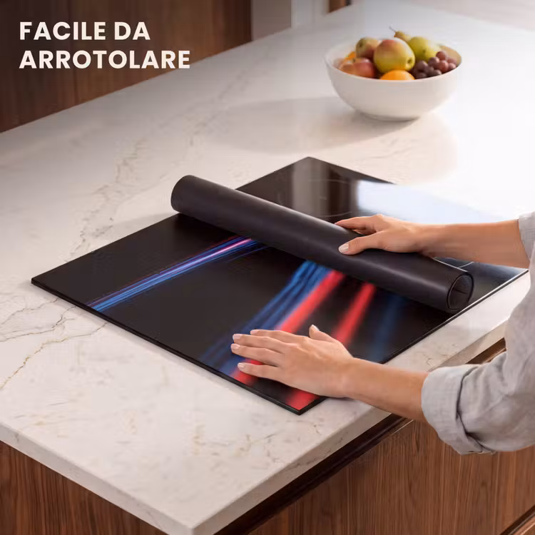 Protezione piano induzione - Gioco - Tracce luminose - Ondulato - Rosso — 7