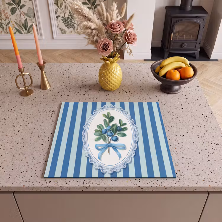 Protezione piano induzione - Illustrazione - Bacche - Blu - Strisce — 3