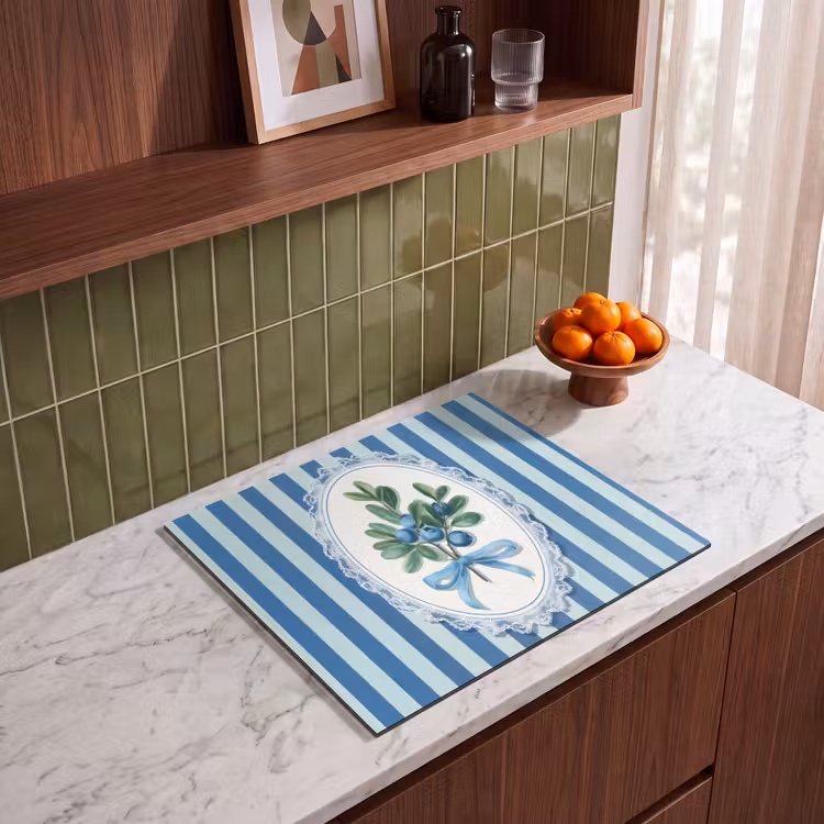 Protezione piano induzione - Illustrazione - Bacche - Blu - Strisce — 4
