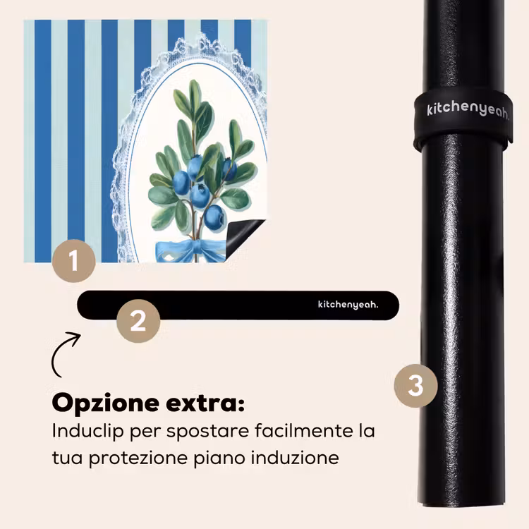 Protezione piano induzione - Illustrazione - Bacche - Blu - Strisce — 8