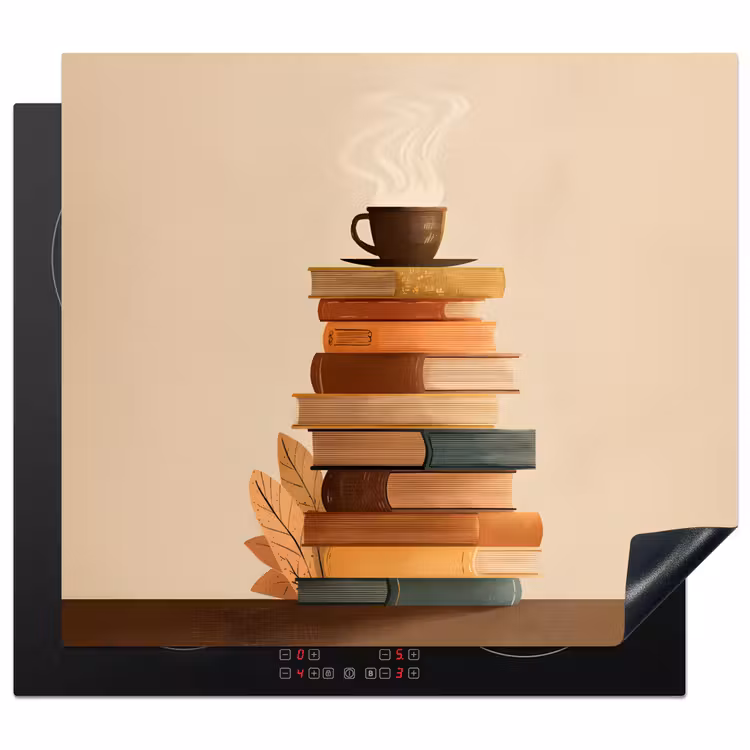 Protezione piano induzione - Libri - Torre - Caffè - Beige — 1