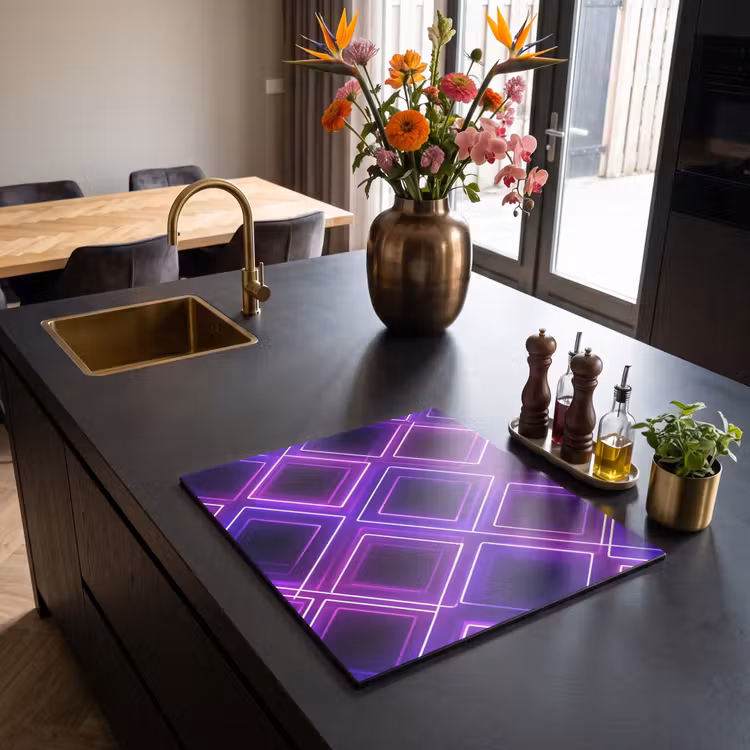 Protezione piano induzione - Gioco - Diamanti - Neon - Viola — 2