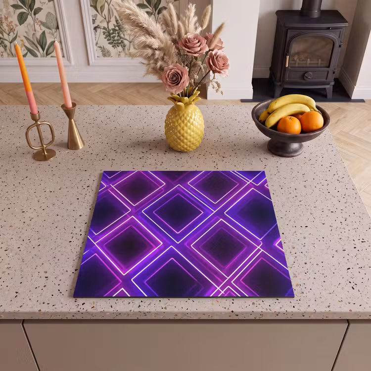 Protezione piano induzione - Gioco - Diamanti - Neon - Viola — 3
