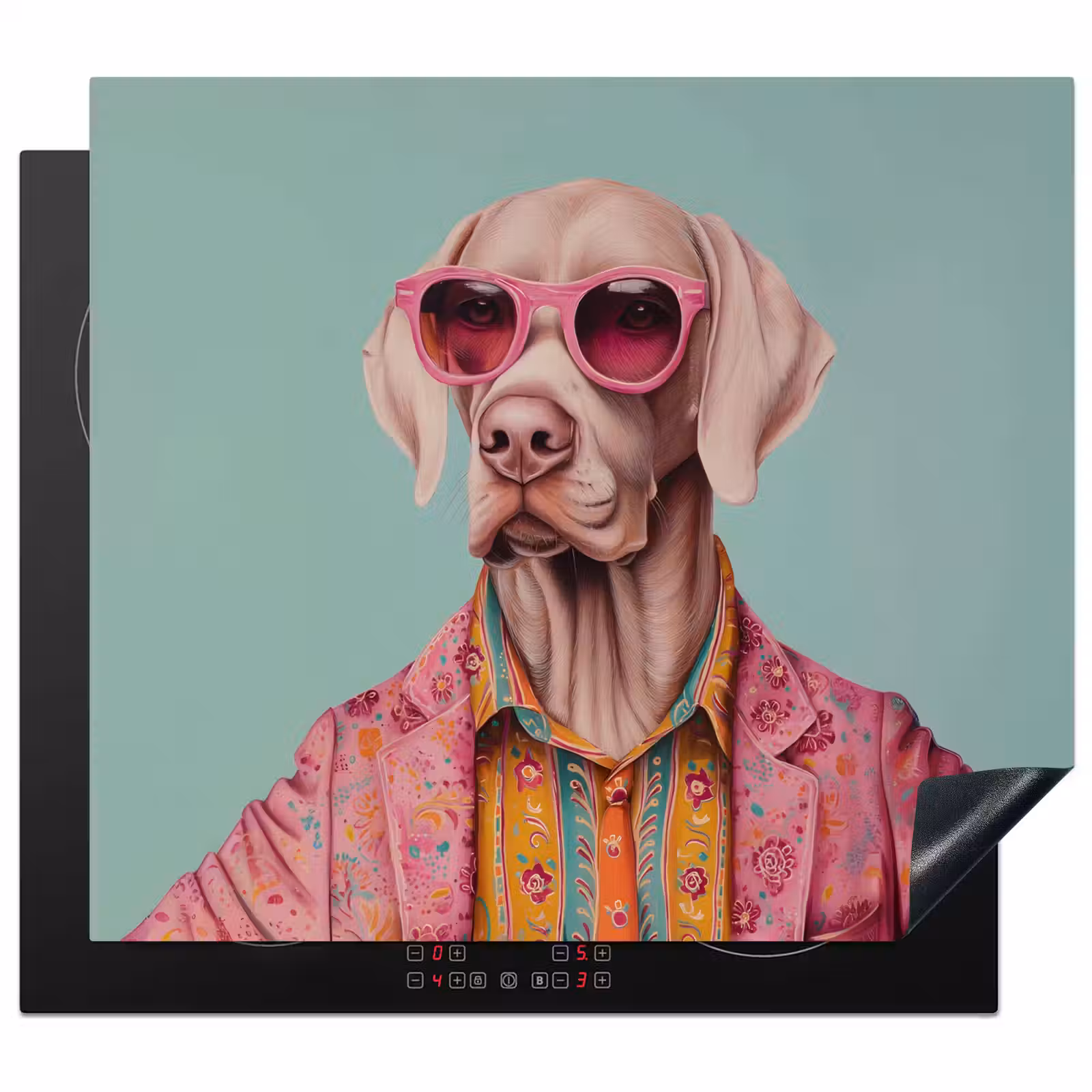 Protezione piano induzione - Cane - Camicia - Fiori - Occhiali — 1