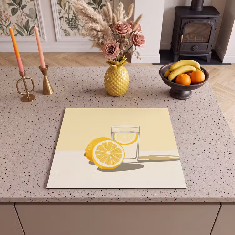 Protezione piano induzione - Bicchiere - Fette di limone - Giallo — 3