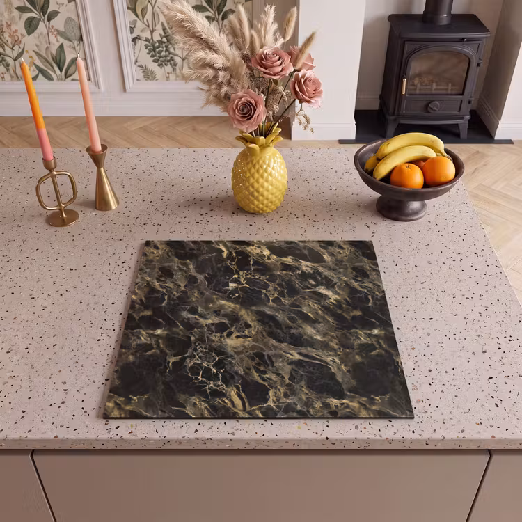 Protezione piano induzione - Cristallo - Oro - Nero - Marmo — 3