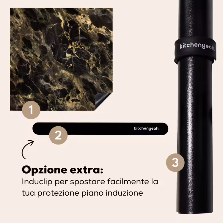 Protezione piano induzione - Cristallo - Oro - Nero - Marmo — 8