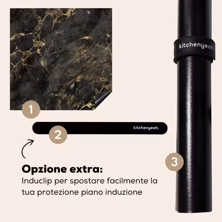 Protezione piano induzione - Nero - Marmo - Oro - Nerf — 8