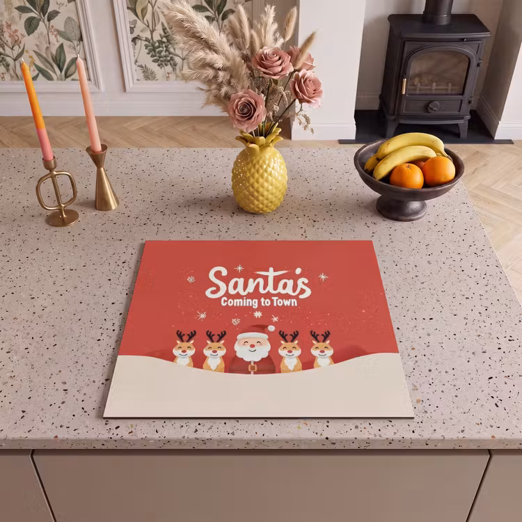 Protezione piano induzione - Illustrazione - Babbo Natale - Renna - Rosso — 3