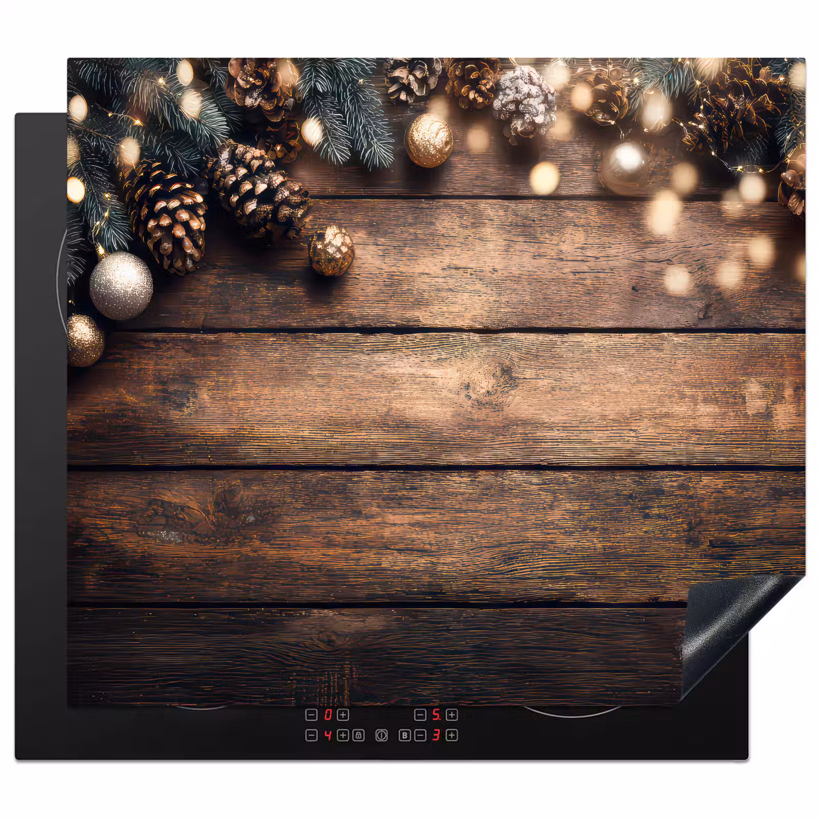 Protezione piano induzione - Decorazione natalizia - Legno - Pigna - Marrone — 1