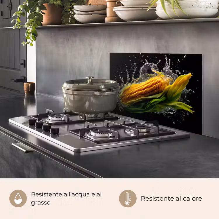Paraschizzi cucina - Mais - Ortaggi - Piante - Nero - Acqua — 2