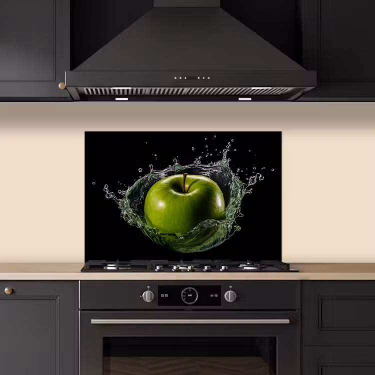 Paraschizzi cucina - Mela - Verde - Frutta - Acqua - Nero — 5
