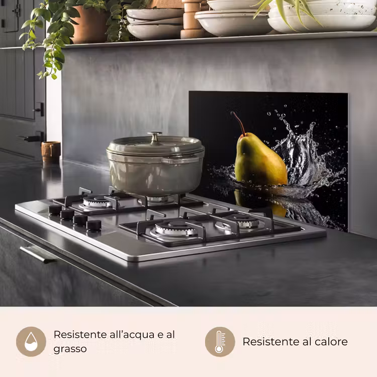Paraschizzi cucina - Pera - Frutta - Acqua - Nero — 2