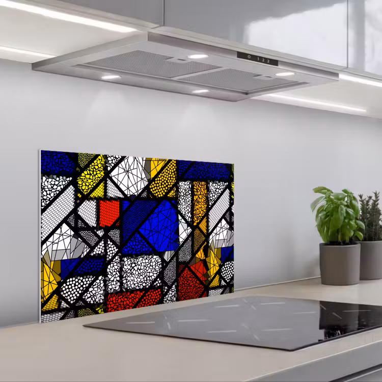 Paraschizzi cucina - Mondrian - Vetrate - Antichi maestri - Opera d'arte - Astratto - Pittura — 1