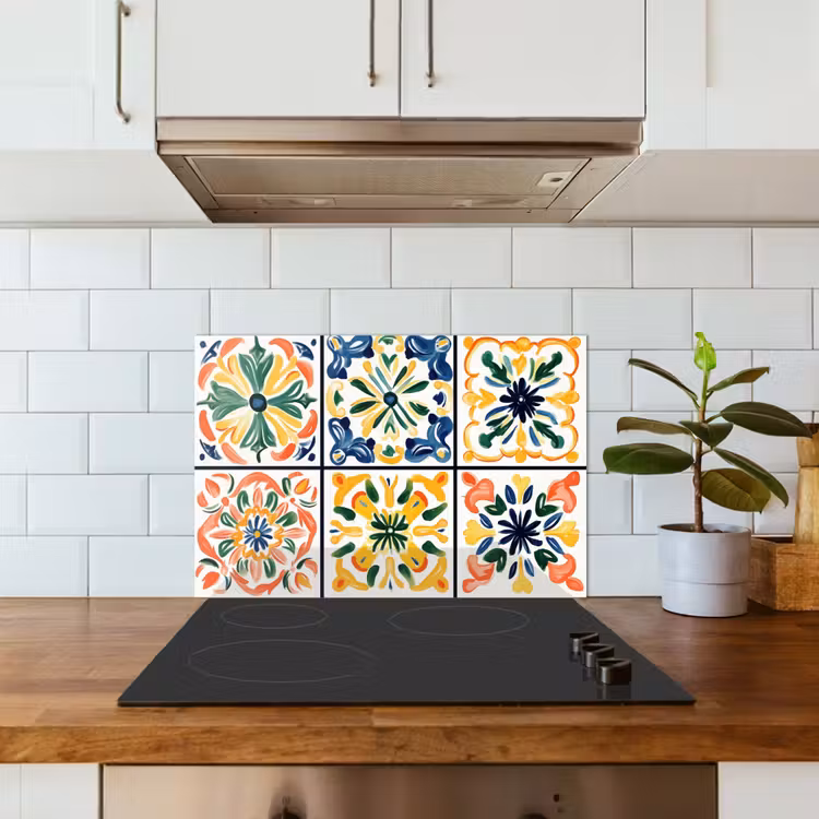 Paraschizzi cucina - Spagnolo - Piastrelle - Ceramica - Fiori — 3