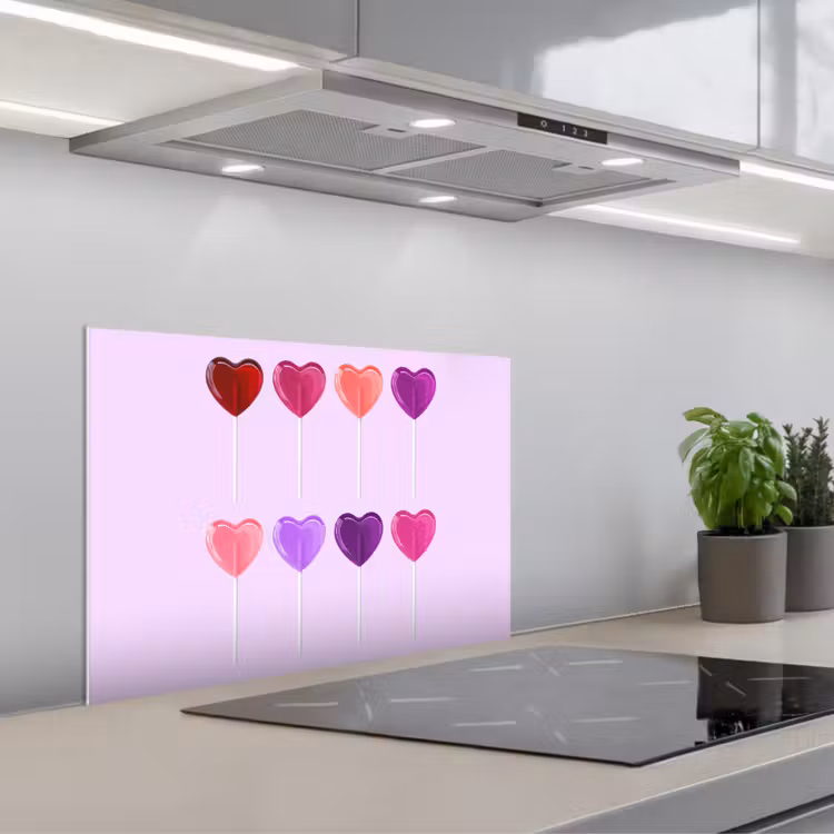 Paraschizzi cucina - Lecca-lecca - Cuore - Rosa - Caramella — 1