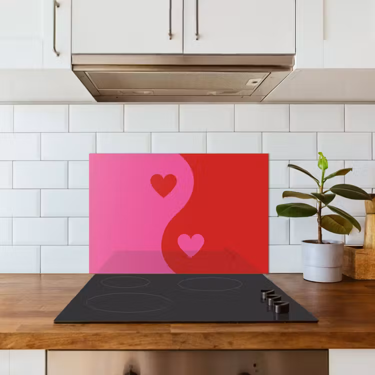 Paraschizzi cucina - Minimalista - Rosso - Rosa - Cuori — 3