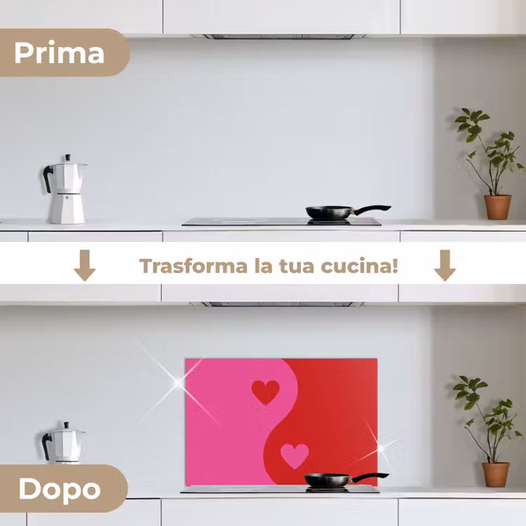 Paraschizzi cucina - Minimalista - Rosso - Rosa - Cuori — 7