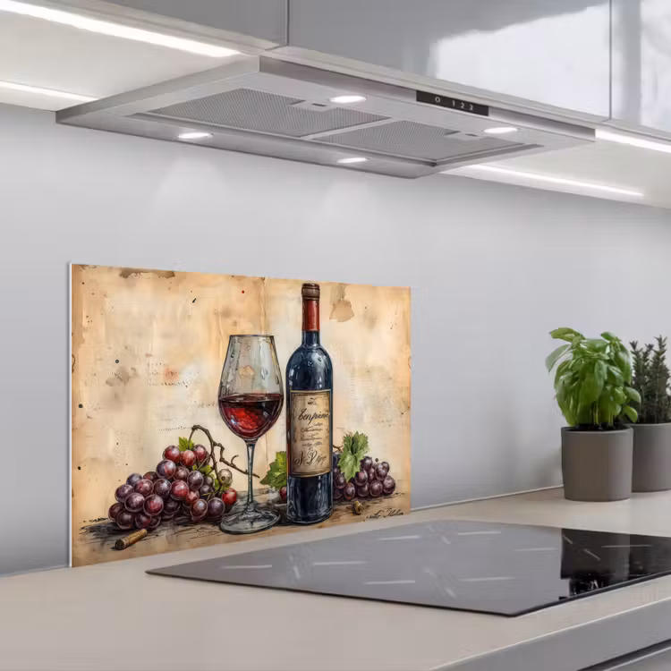 Paraschizzi cucina - Natura morta con vino e uva — 1