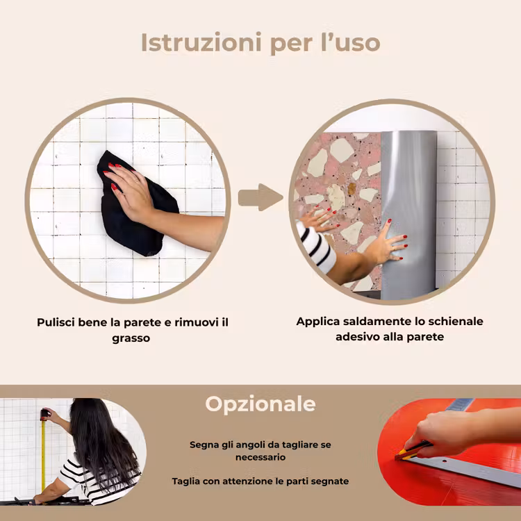 Paraschizzi cucina - Rosa - Decorazione - Pietre - Terrazzo — 6