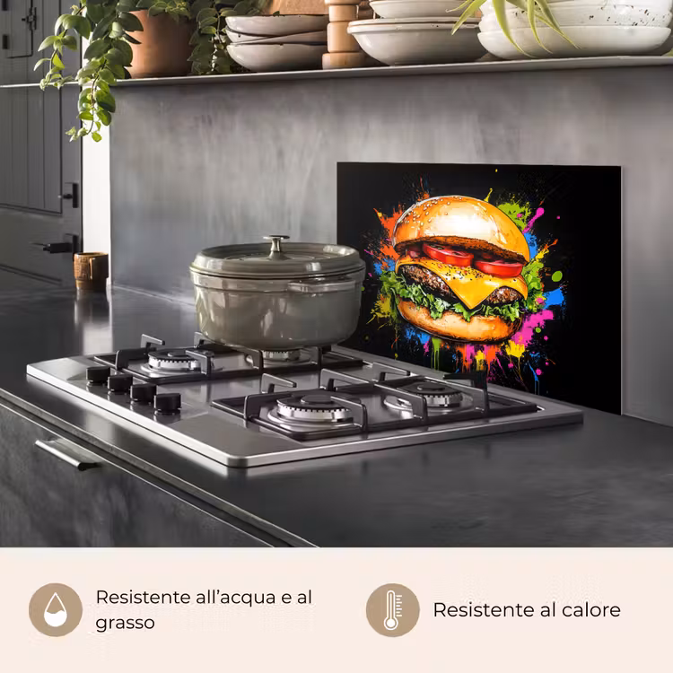 Paraschizzi cucina - Hamburger - Graffiti - Vernice - Colorato - Cibo - Astratto — 2