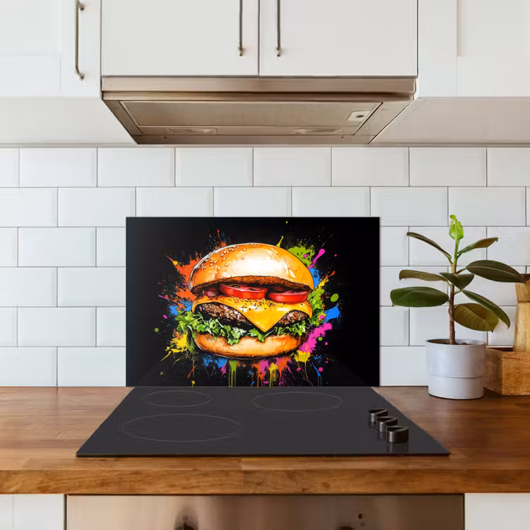 Paraschizzi cucina - Hamburger - Graffiti - Vernice - Colorato - Cibo - Astratto — 3