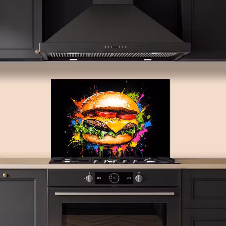 Paraschizzi cucina - Hamburger - Graffiti - Vernice - Colorato - Cibo - Astratto — 5