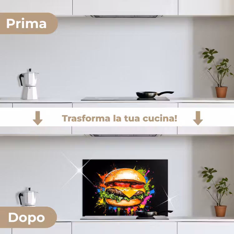 Paraschizzi cucina - Hamburger - Graffiti - Vernice - Colorato - Cibo - Astratto — 7