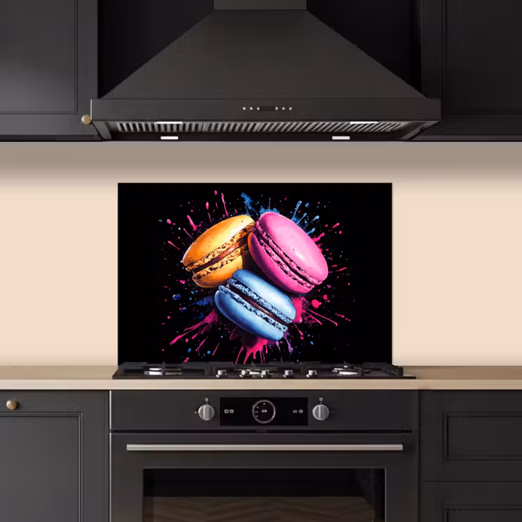Paraschizzi cucina - Macaron - Dessert - Graffiti - Colorati - Rosa - Blu - Giallo — 5