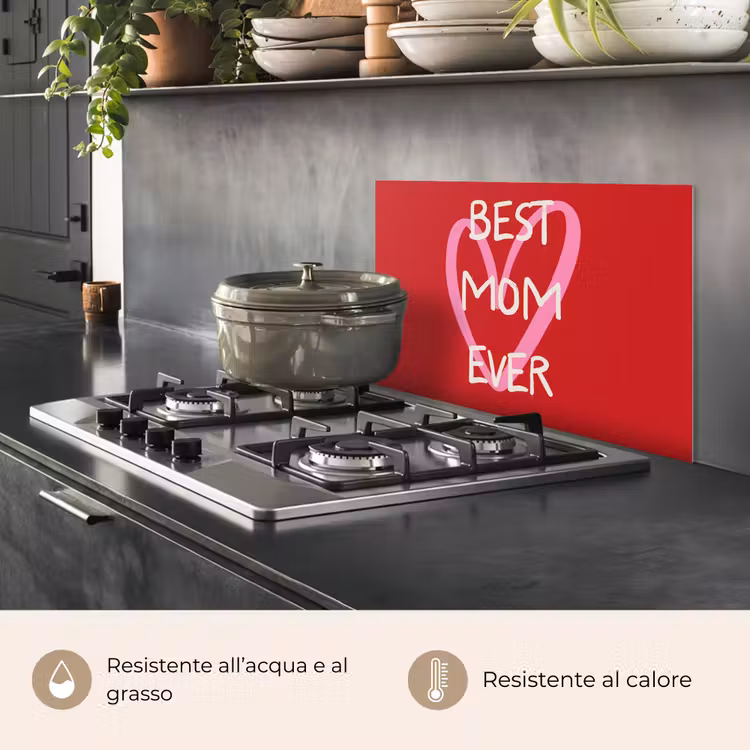 Paraschizzi cucina - Madre - Citazione - Cuore - Rosso — 2