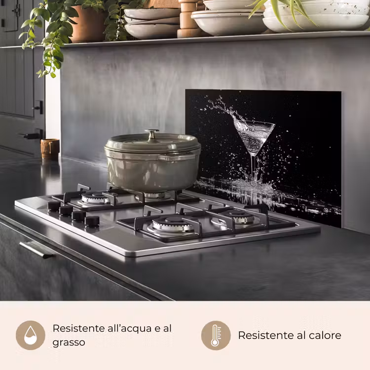 Paraschizzi cucina - Martini Monocromatico Splashing — 2