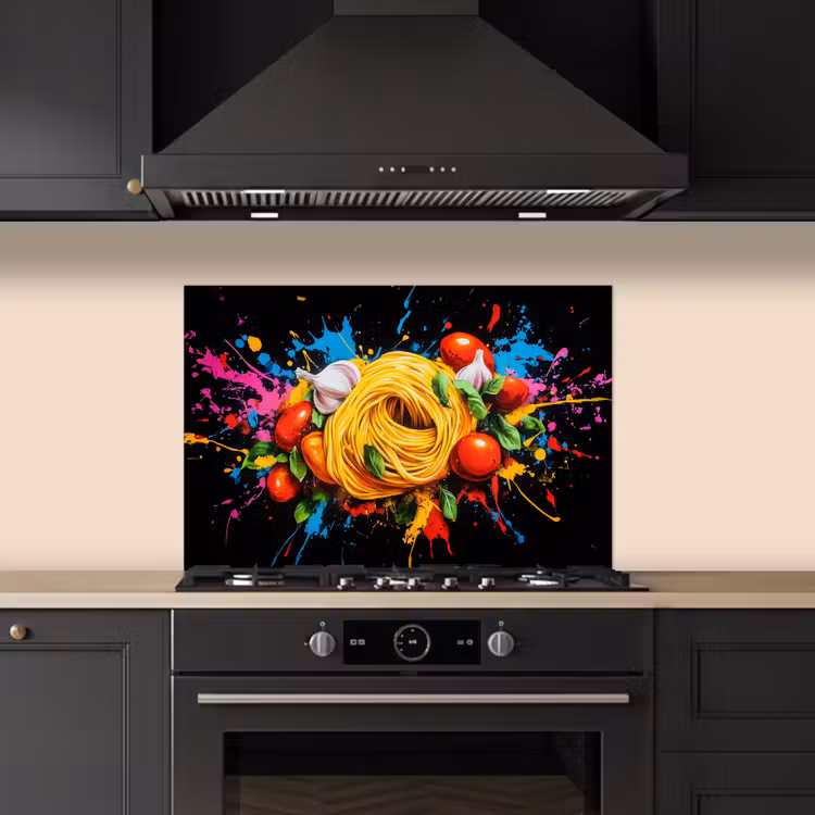 Paraschizzi cucina - Spaghetti - Graffiti - Vernice - Colorato - Cibo - Moderno — 5