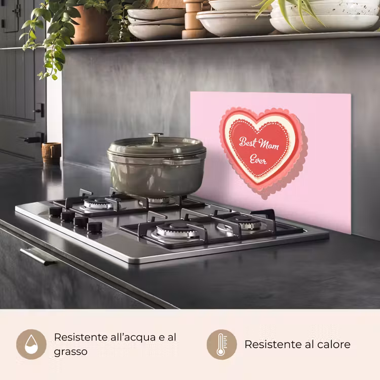 Paraschizzi cucina - Testo - Cuore - Madre - Rosa — 2