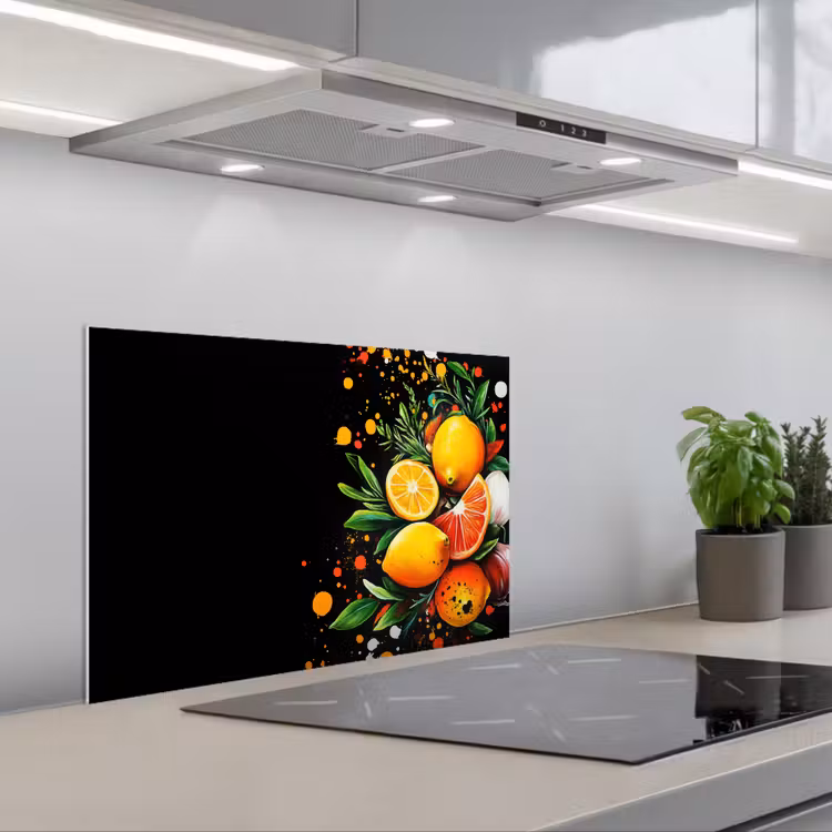 Paraschizzi cucina - Limoni - Nero - Erbe - Graffiti - Pittura — 1