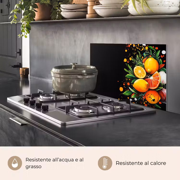 Paraschizzi cucina - Limoni - Nero - Erbe - Graffiti - Pittura — 2