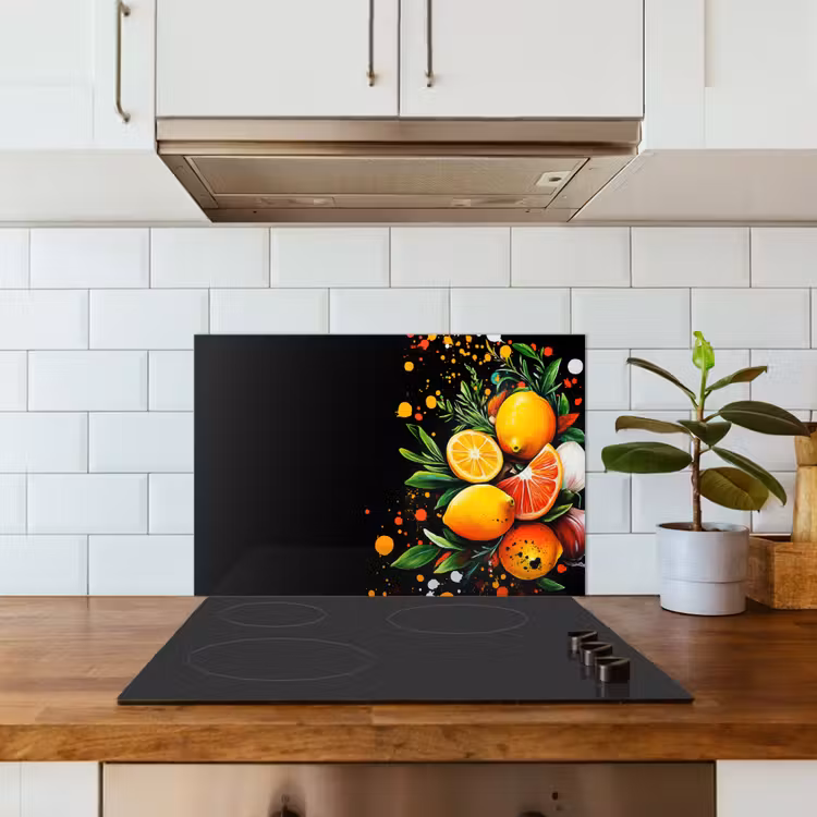 Paraschizzi cucina - Limoni - Nero - Erbe - Graffiti - Pittura — 3
