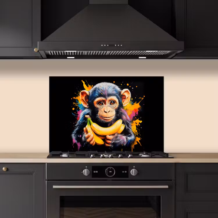 Paraschizzi cucina - Scimmia - Graffiti - Colorato - Banane - Moderno — 5