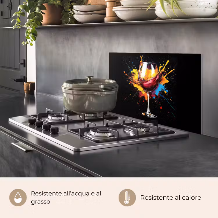 Paraschizzi cucina - Vino - Bicchiere - Graffiti - Bevanda - Rosso - Vernice — 2