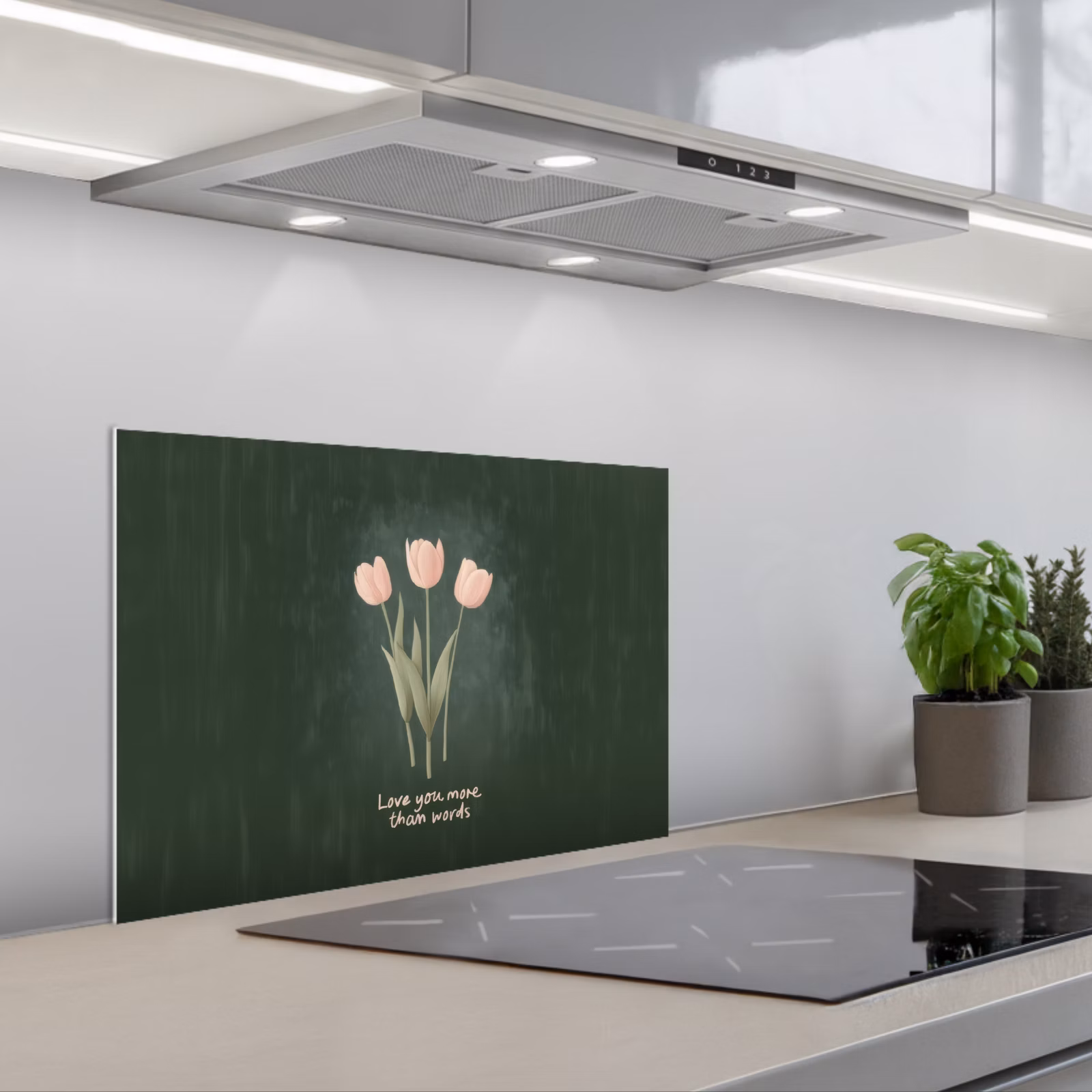 Paraschizzi cucina - Tulipani - Rosa - Testo - Amore — 1