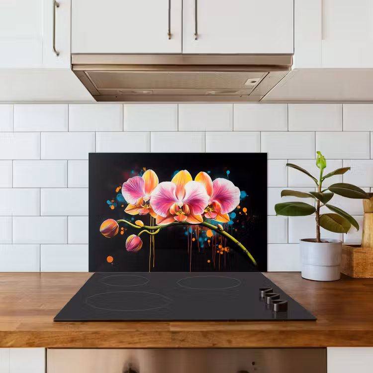 Paraschizzi cucina - Orchidea - Graffiti - Colorato - Fiori - Astratto — 3