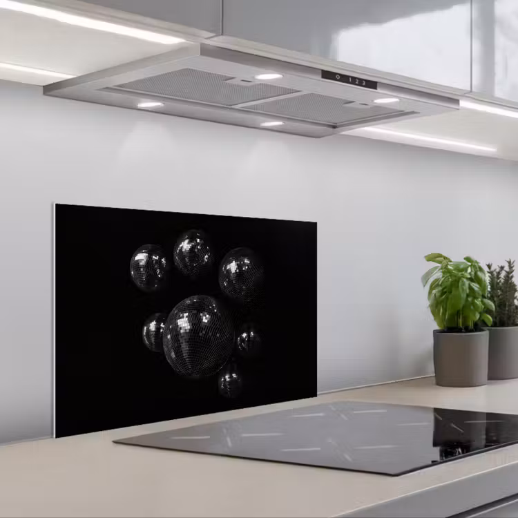 Paraschizzi cucina - Palline da discoteca - Minimalista - Nero — 1
