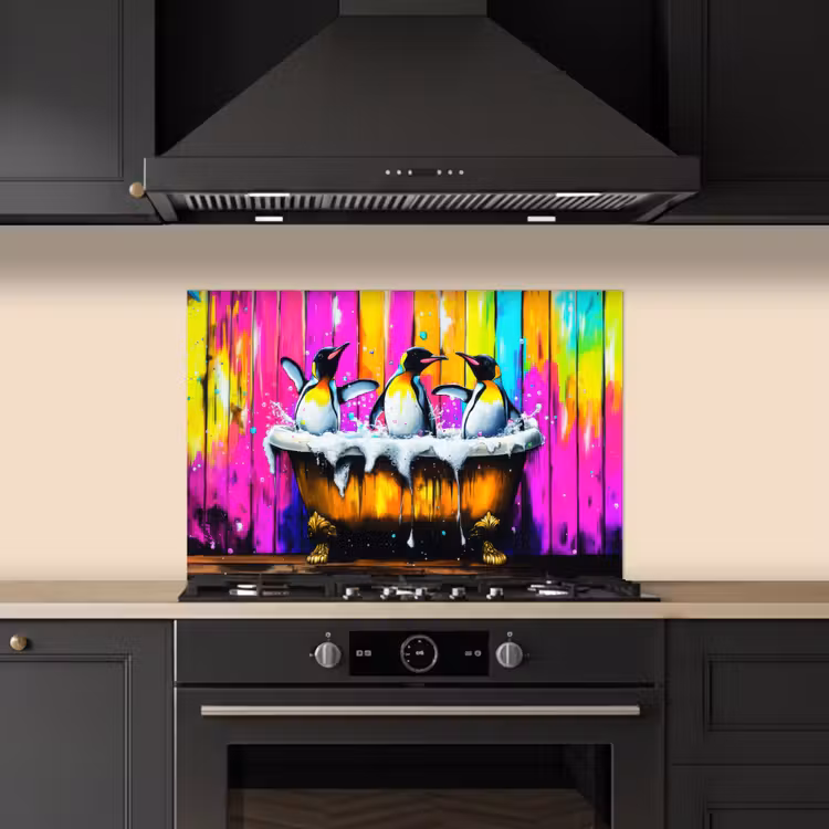 Paraschizzi cucina - Pinguini - Vasca da bagno - Colorato - Schiuma — 5